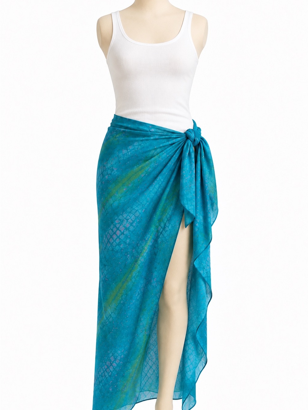 Fit to be Tied Flamingo Teal Blue Beach Sarong Wrap